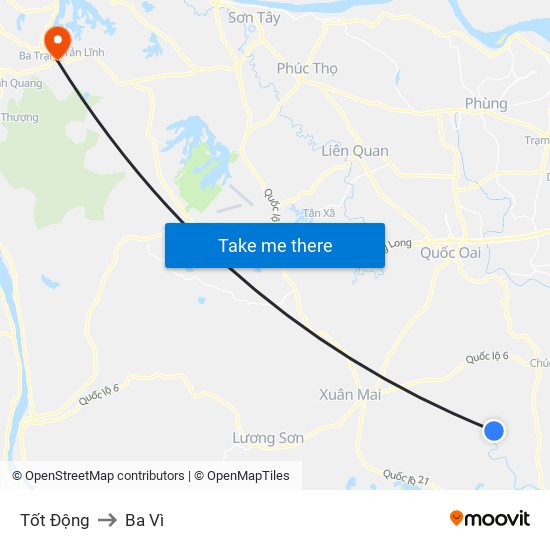 Tốt Động to Ba Vì map