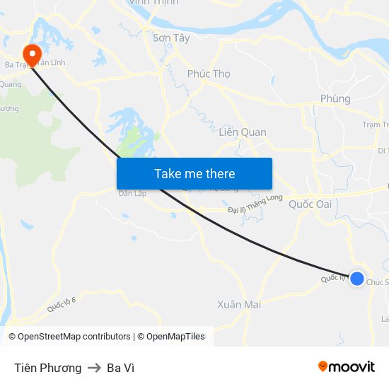 Tiên Phương to Ba Vì map