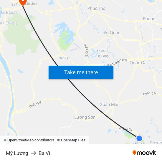 Mỹ Lương to Ba Vì map