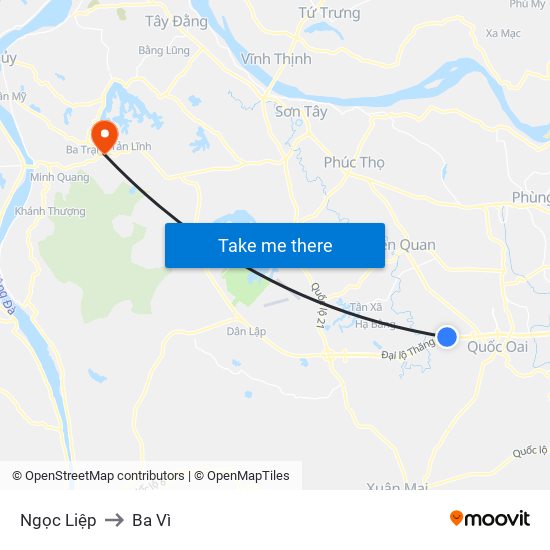 Ngọc Liệp to Ba Vì map