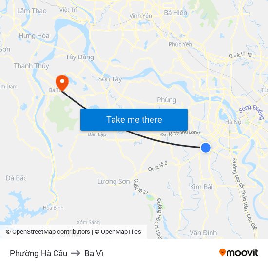 Phường Hà Cầu to Ba Vì map