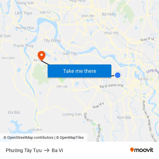 Phường Tây Tựu to Ba Vì map