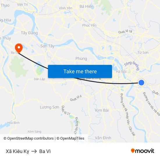 Xã Kiêu Kỵ to Ba Vì map