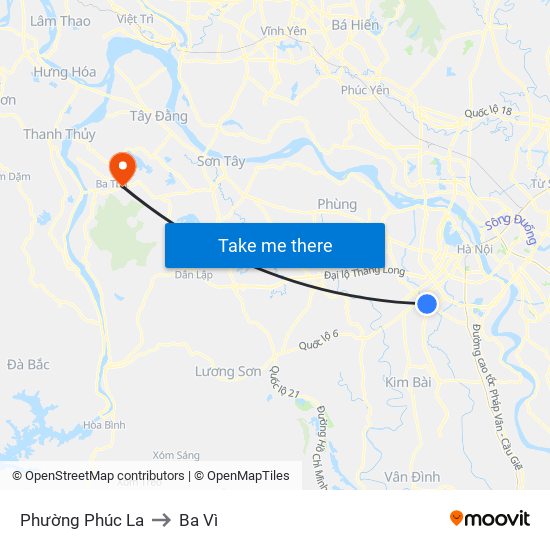 Phường Phúc La to Ba Vì map