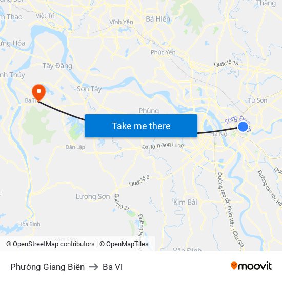 Phường Giang Biên to Ba Vì map