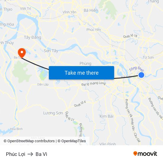 Phúc Lợi to Ba Vì map