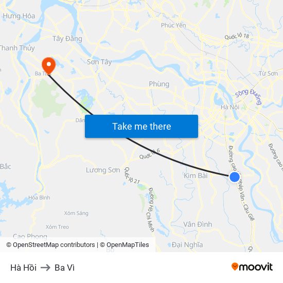 Hà Hồi to Ba Vì map