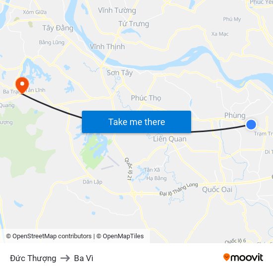 Đức Thượng to Ba Vì map