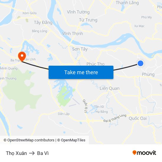 Thọ Xuân to Ba Vì map