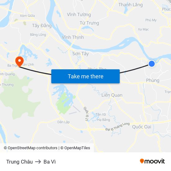 Trung Châu to Ba Vì map