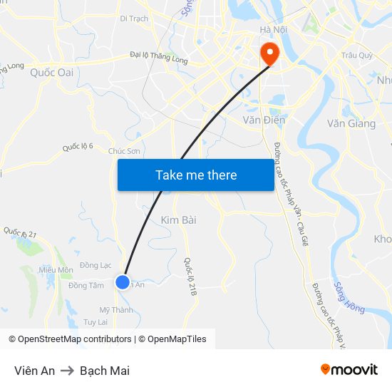 Viên An to Bạch Mai map