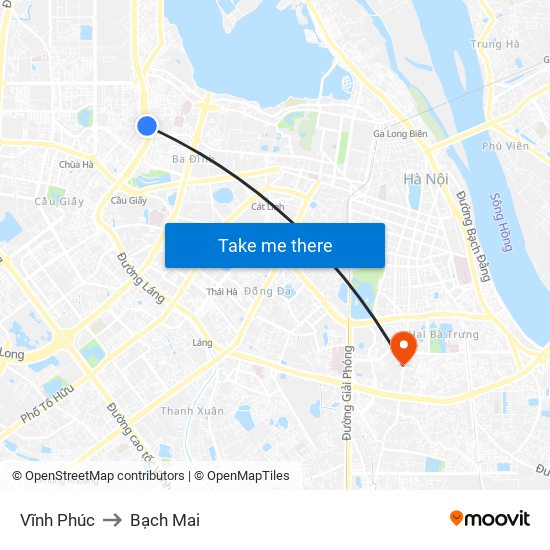 Vĩnh Phúc to Bạch Mai map