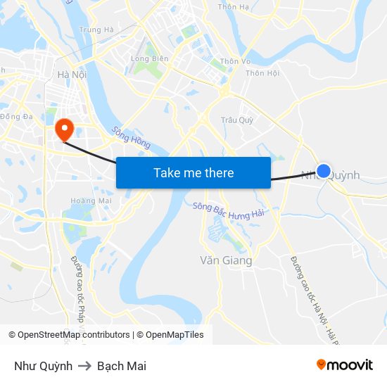 Như Quỳnh to Bạch Mai map