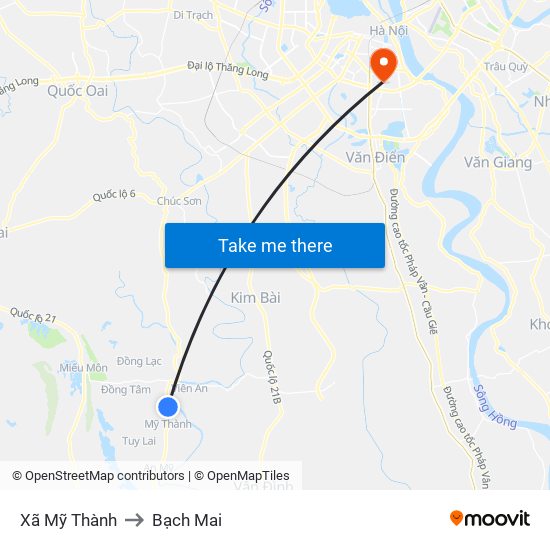 Xã Mỹ Thành to Bạch Mai map