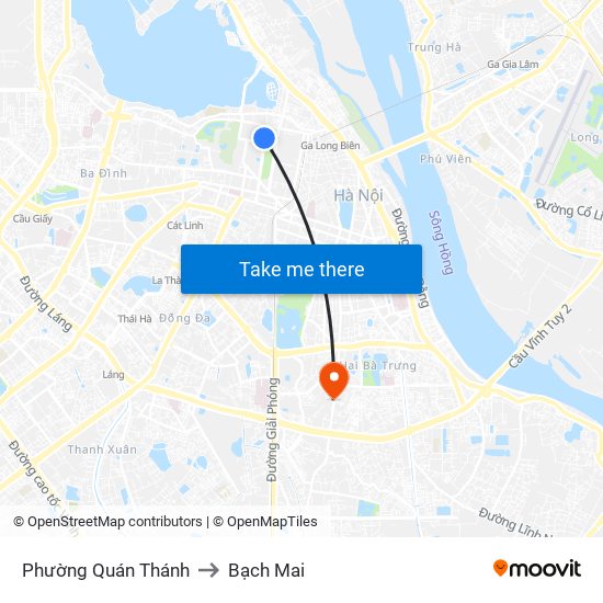 Phường Quán Thánh to Bạch Mai map