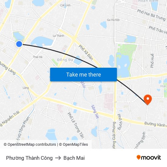 Phường Thành Công to Bạch Mai map