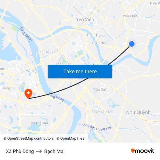 Xã Phù Đổng to Bạch Mai map