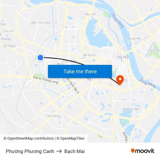 Phường Phương Canh to Bạch Mai map