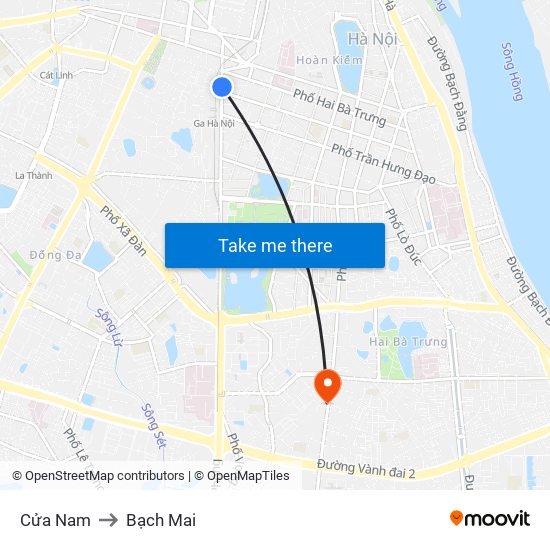 Cửa Nam to Bạch Mai map