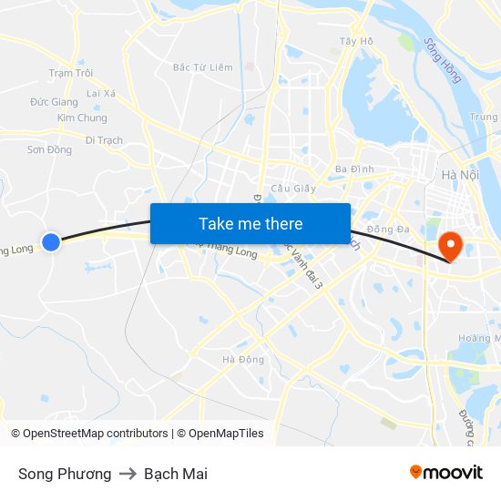 Song Phương to Bạch Mai map