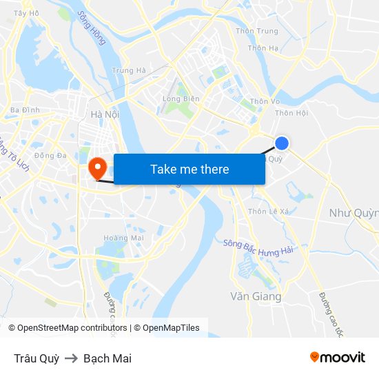 Trâu Quỳ to Bạch Mai map