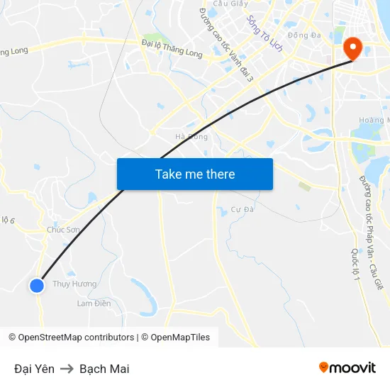 Đại Yên to Bạch Mai map