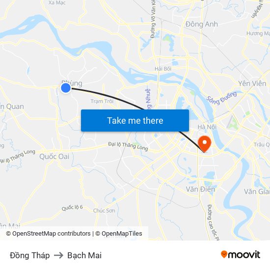 Đồng Tháp to Bạch Mai map