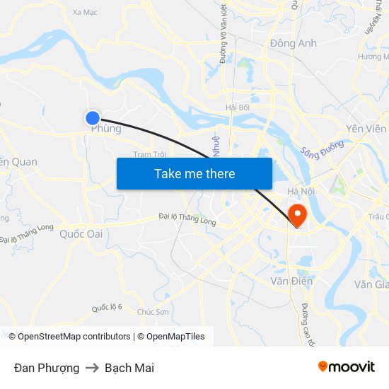 Đan Phượng to Bạch Mai map