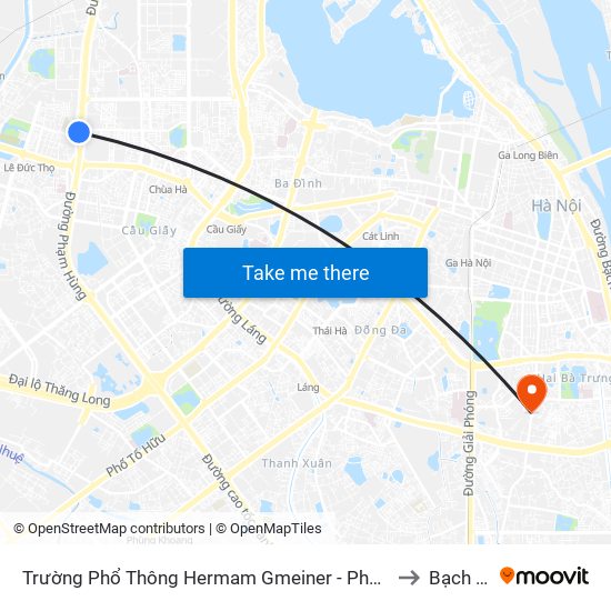 Số 9 Phạm Văn Đồng to Bạch Mai map