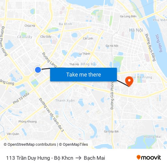 113 Trần Duy Hưng - Bộ Khcn to Bạch Mai map