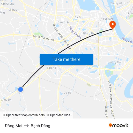 Đồng Mai to Bạch Đằng map