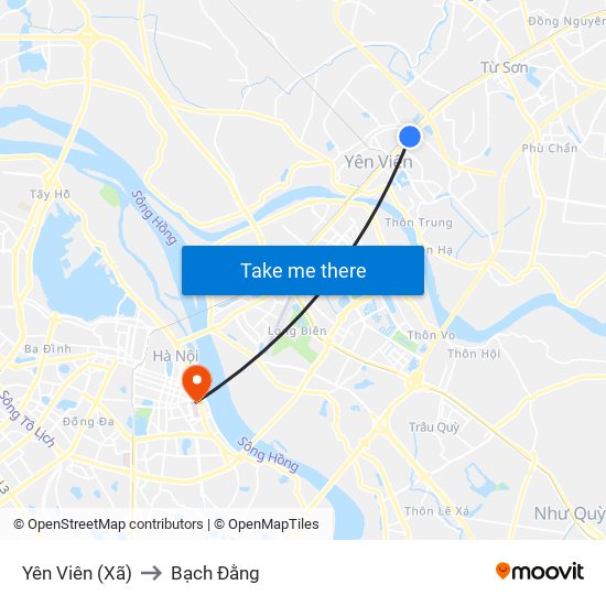 Yên Viên (Xã) to Bạch Đằng map