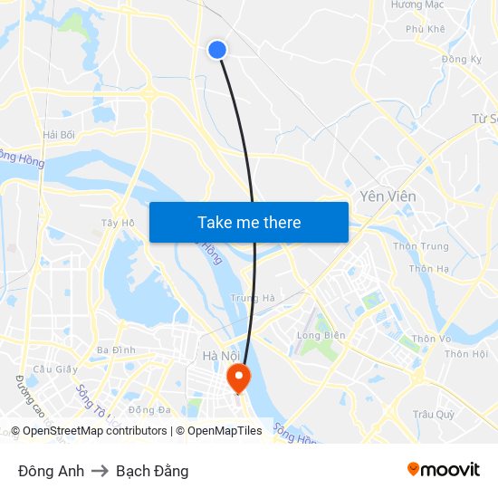 Đông Anh to Bạch Đằng map