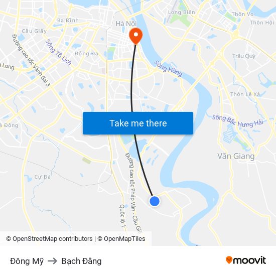 Đông Mỹ to Bạch Đằng map