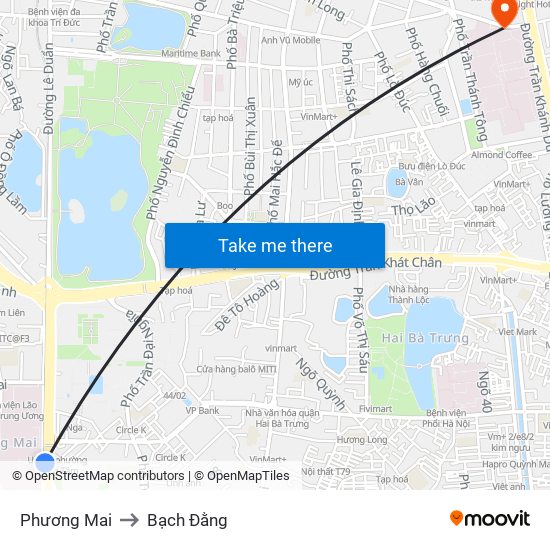 Phương Mai to Bạch Đằng map