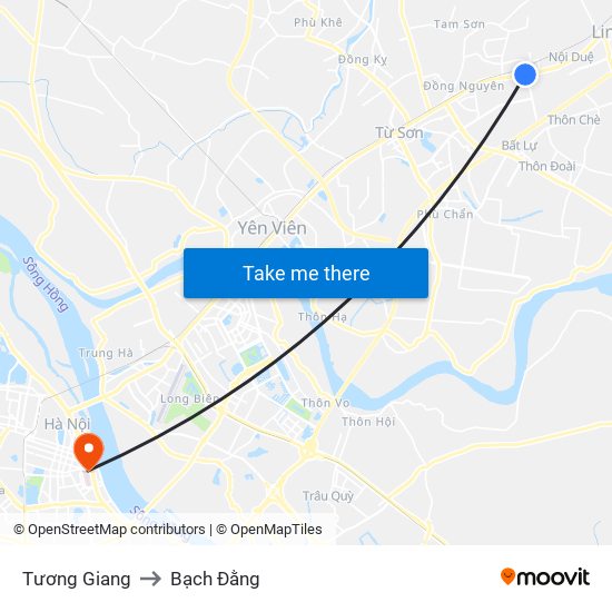 Tương Giang to Bạch Đằng map