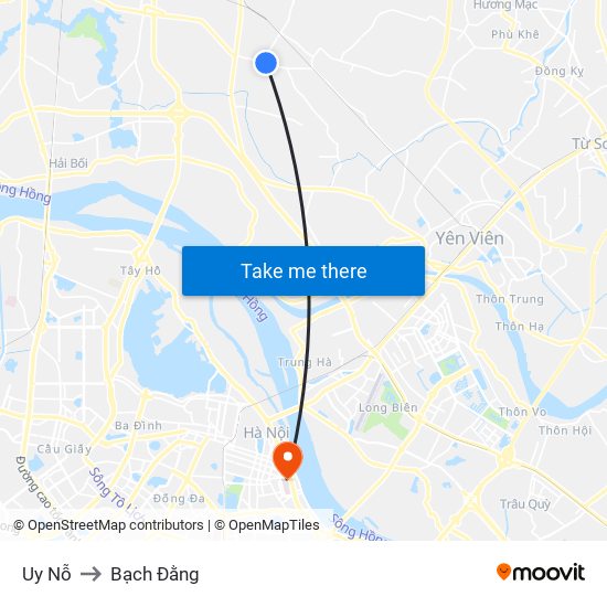 Uy Nỗ to Bạch Đằng map