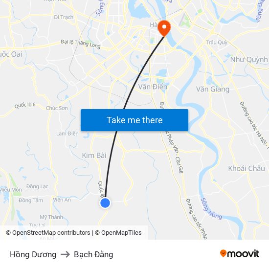 Hồng Dương to Bạch Đằng map