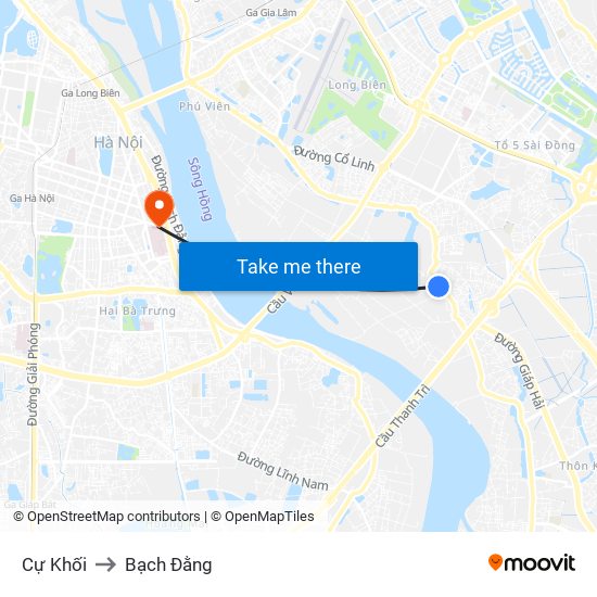 Cự Khối to Bạch Đằng map