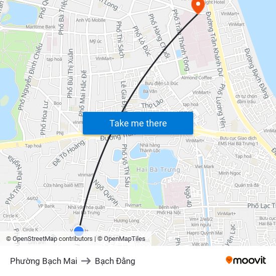 Phường Bạch Mai to Bạch Đằng map