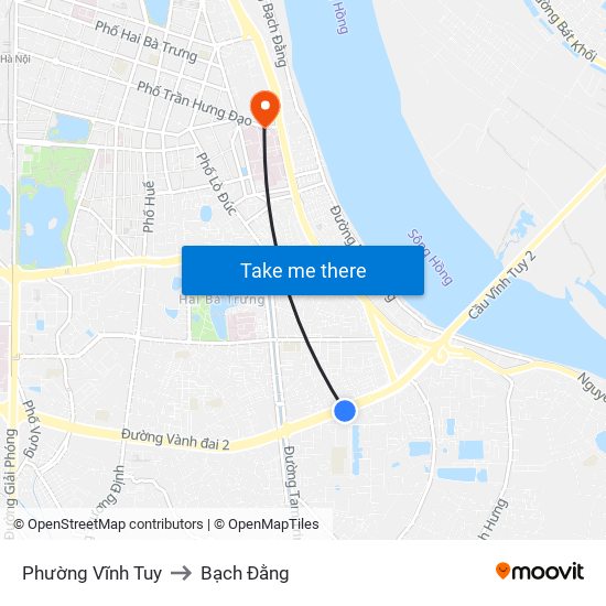 Phường Vĩnh Tuy to Bạch Đằng map