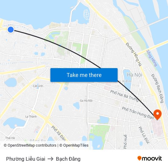 Phường Liễu Giai to Bạch Đằng map