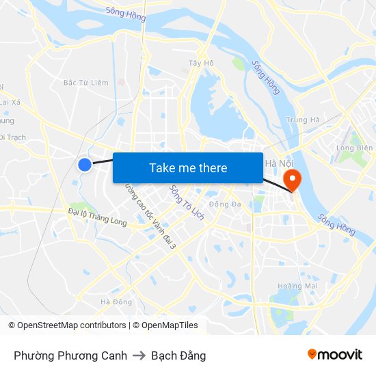 Phường Phương Canh to Bạch Đằng map