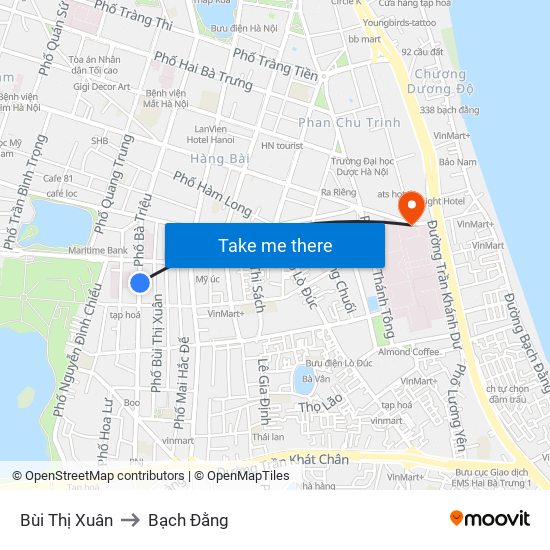 Bùi Thị Xuân to Bạch Đằng map