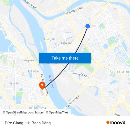 Đức Giang to Bạch Đằng map