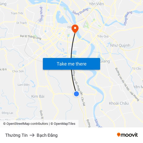 Thường Tín to Bạch Đằng map