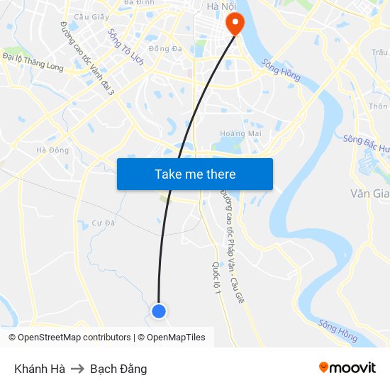 Khánh Hà to Bạch Đằng map