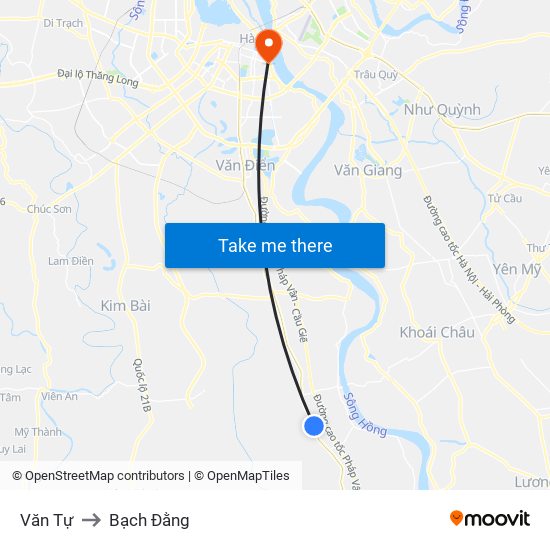 Văn Tự to Bạch Đằng map