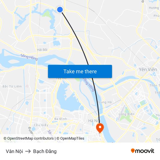 Vân Nội to Bạch Đằng map