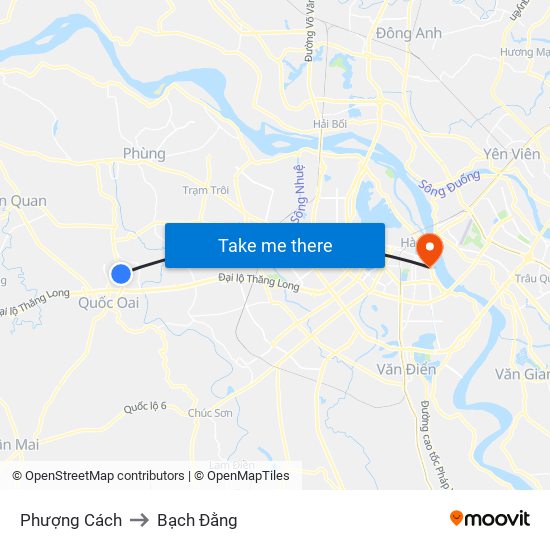 Phượng Cách to Bạch Đằng map